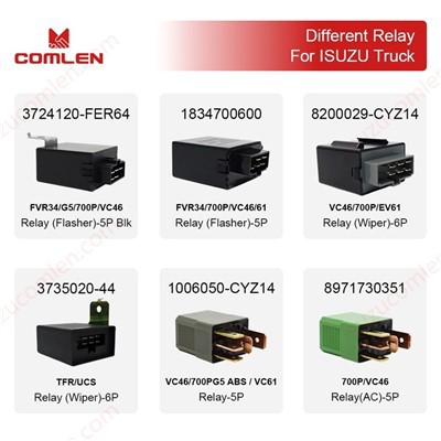 ECM de 3/4/5/6 pines, A/C, bocina, arrancador, limpiaparabrisas, relés intermitentes aptos para camiones Isuzu 700P FVR NPR NKR TFR UCS VC46 VC61 EV61